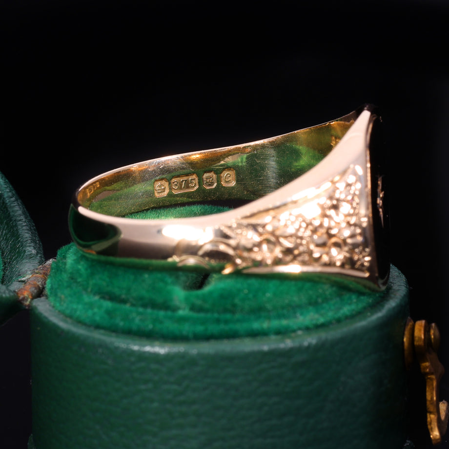 The Vintage 1977 Diamond and Floral Signet Ring