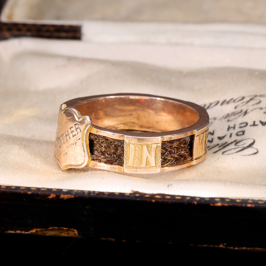 The Antique 1916 'Mother' Hairwork Mourning Ring