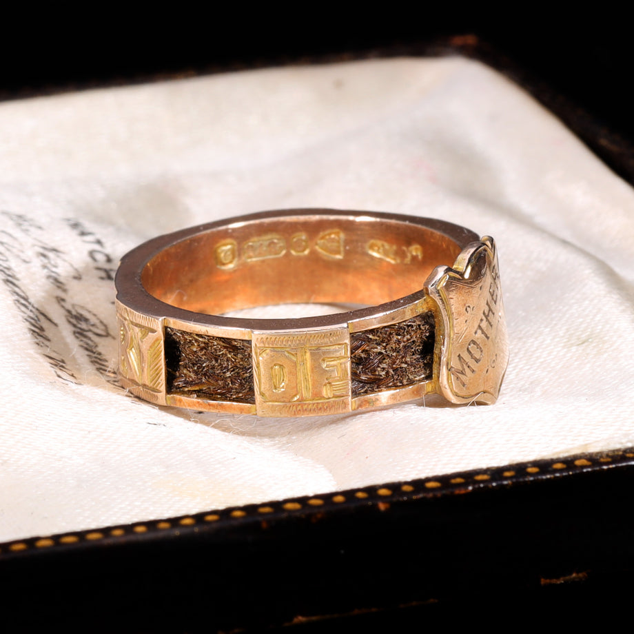 The Antique 1916 'Mother' Hairwork Mourning Ring