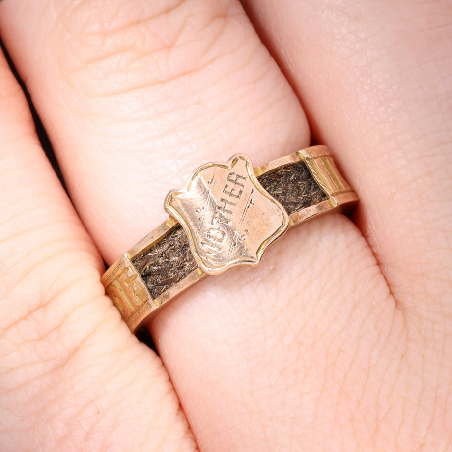 The Antique 1916 'Mother' Hairwork Mourning Ring
