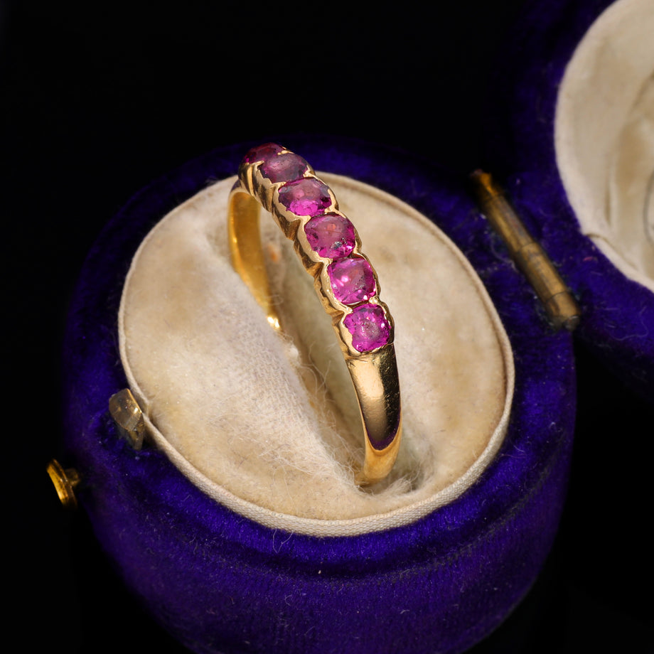 The Antique Victorian Purple Garnet Six Stone Half Hoop Ring