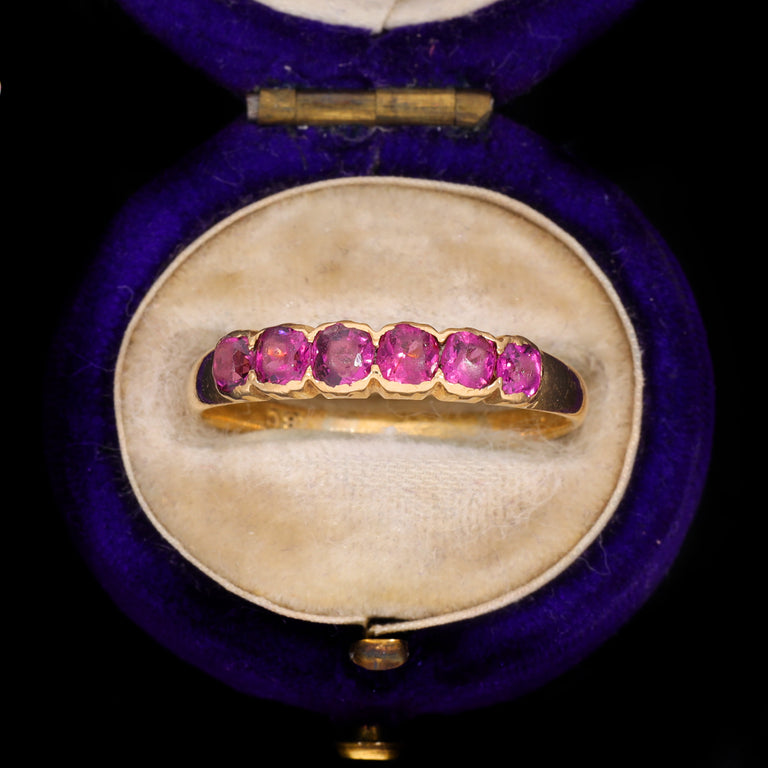 The Antique Victorian Purple Garnet Six Stone Half Hoop Ring