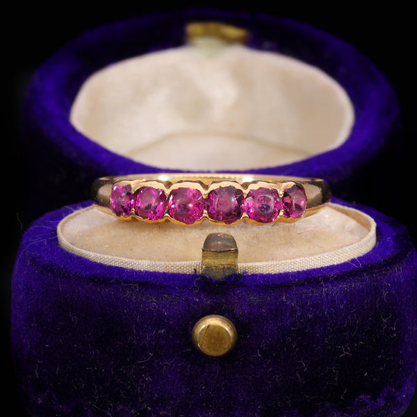 The Antique Victorian Purple Garnet Six Stone Half Hoop Ring