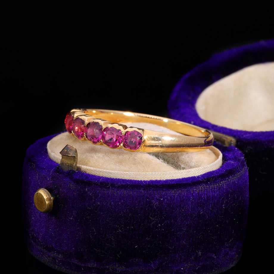 The Antique Victorian Purple Garnet Six Stone Half Hoop Ring