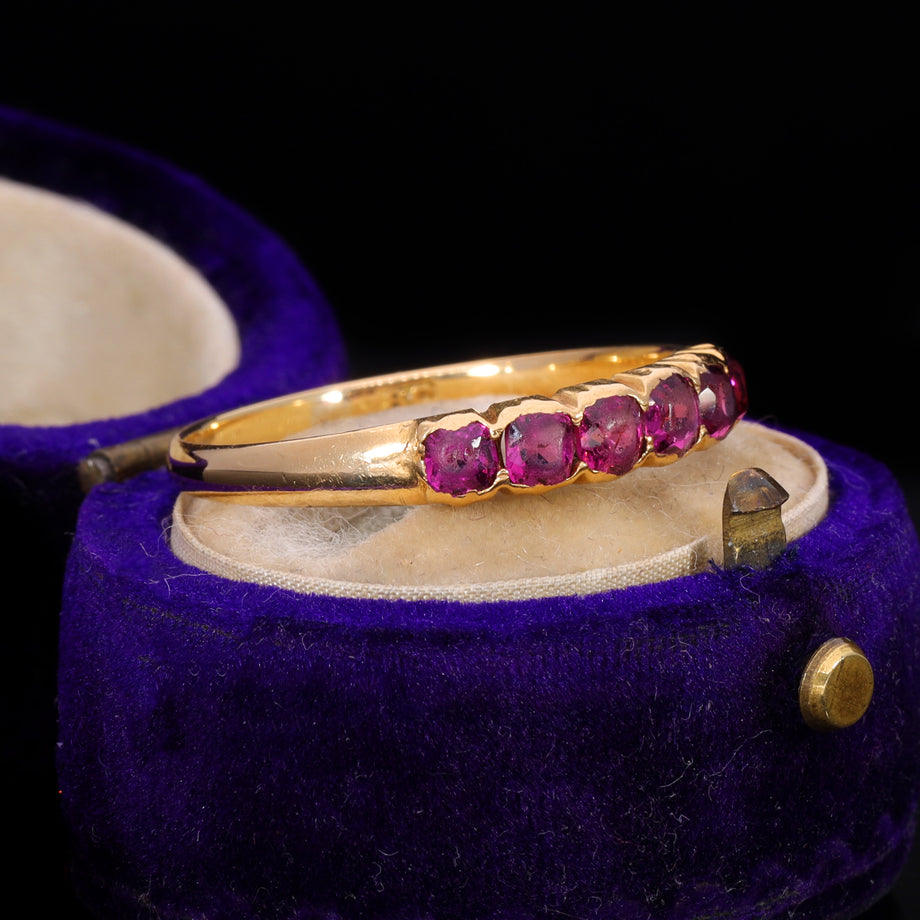 The Antique Victorian Purple Garnet Six Stone Half Hoop Ring