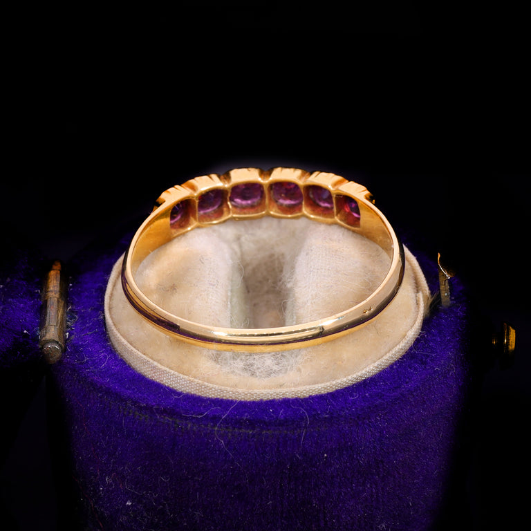 The Antique Victorian Purple Garnet Six Stone Half Hoop Ring