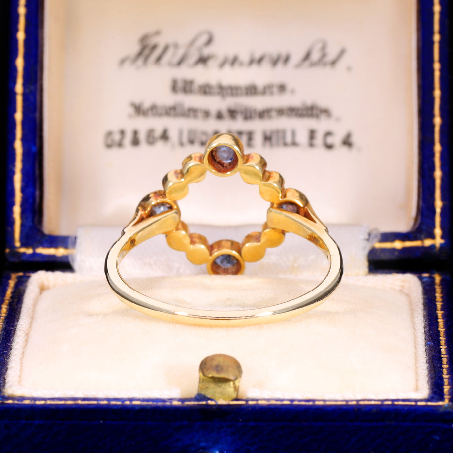 The Antique Edwardian Sapphire and Pearl Geometric Ring