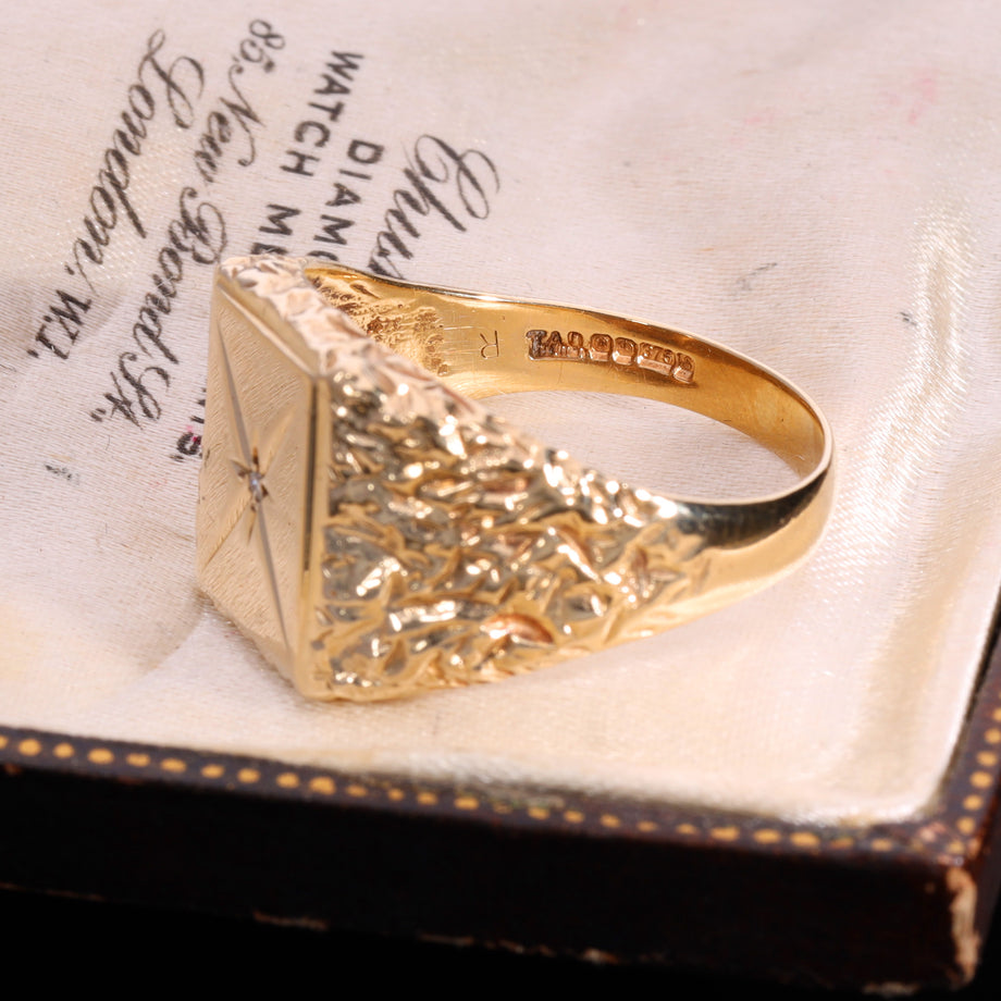The Vintage 1992 Diamond 9ct Gold Star Signet Ring