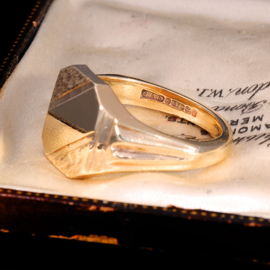 The Vintage 1990 9ct Gold Heavy Patterned Signet Ring