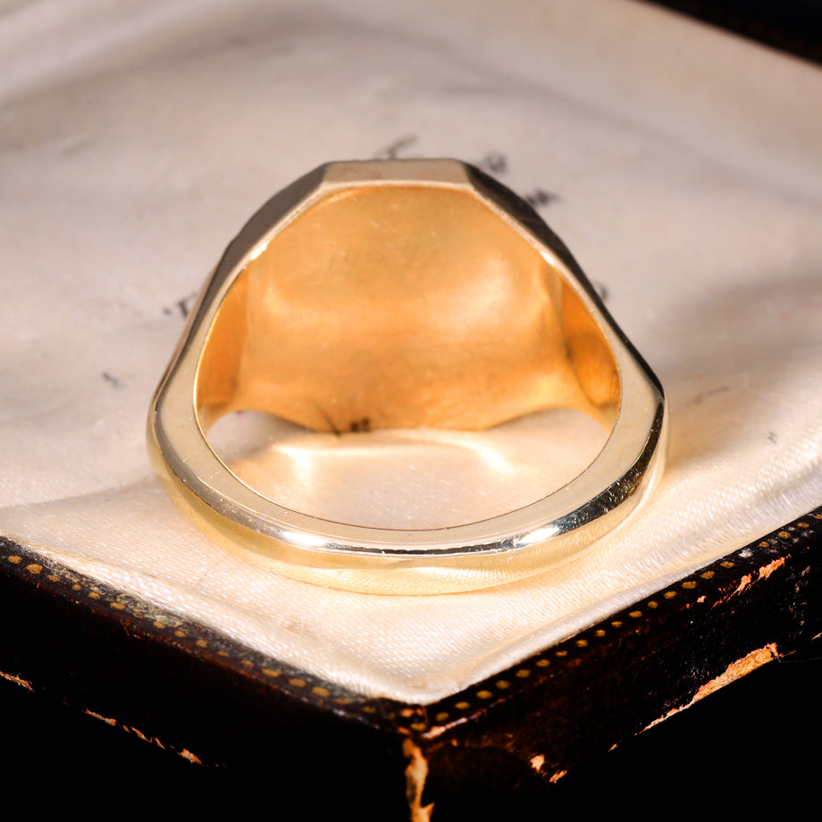 The Vintage 1990 9ct Gold Heavy Patterned Signet Ring