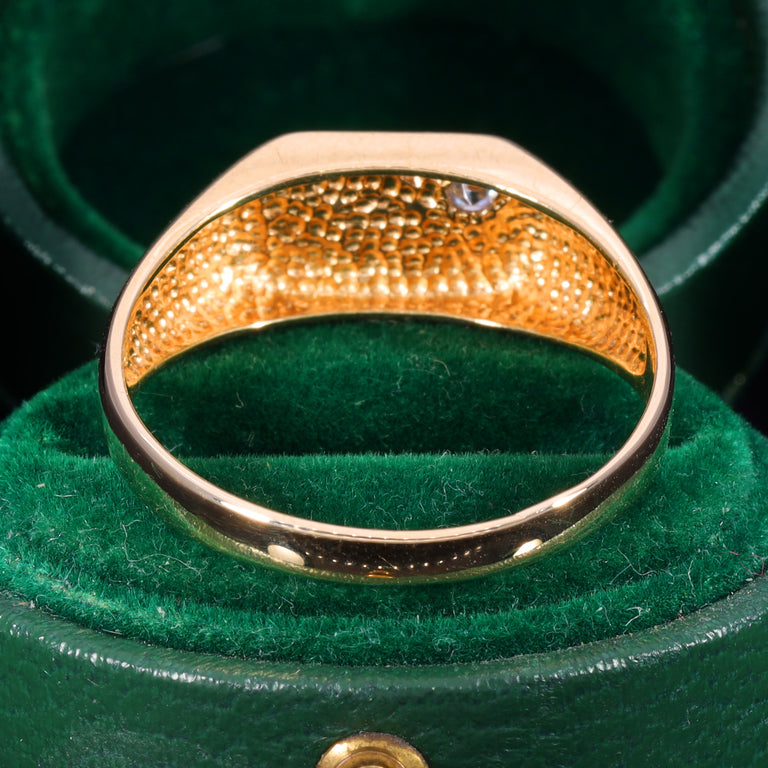 The Vintage Cubic Zirconia 9ct Gold Slim Signet Ring