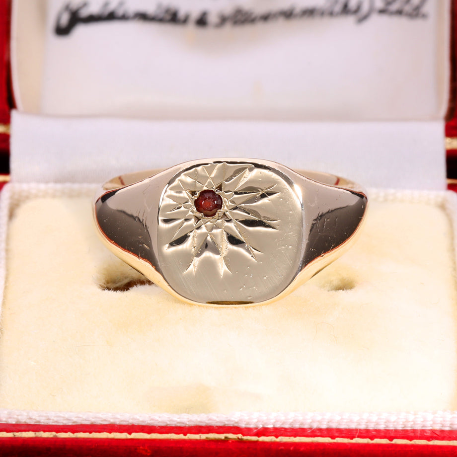 The Vintage 1978 Star Set Garnet Signet Ring