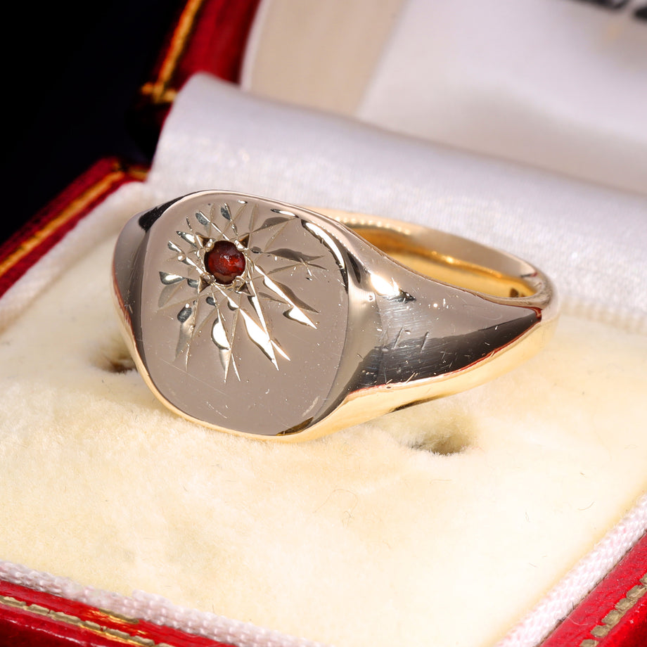 The Vintage 1978 Star Set Garnet Signet Ring