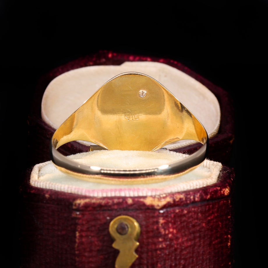 The Vintage Diamond 9ct Gold Oval Engraved Signet Ring