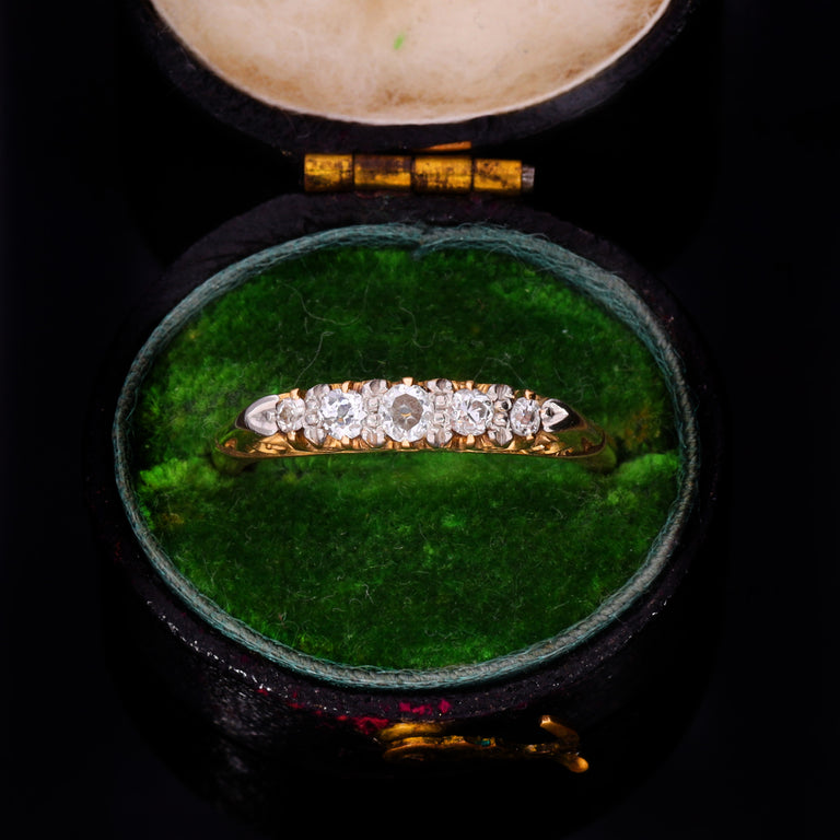 The Antique Victorian 5 Diamond Scroll Ring