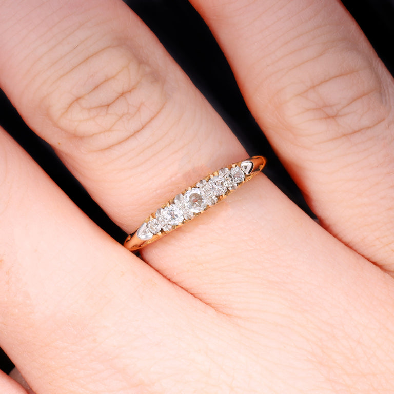 The Antique Victorian 5 Diamond Scroll Ring
