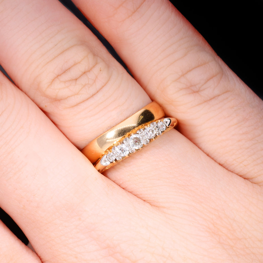 The Antique Victorian 5 Diamond Scroll Ring