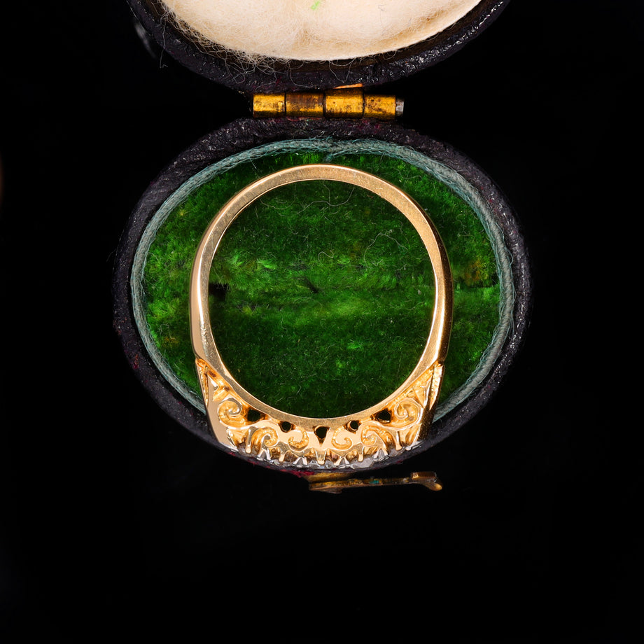 The Antique Victorian 5 Diamond Scroll Ring
