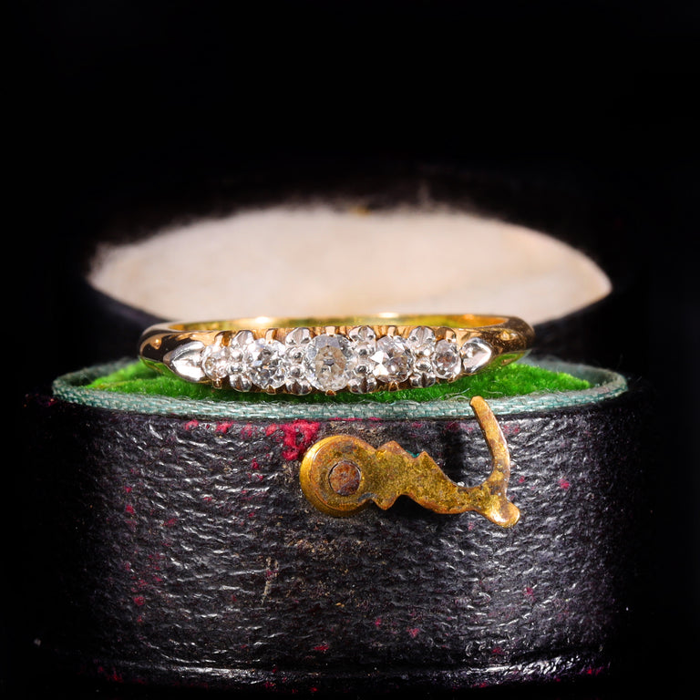 The Antique Victorian 5 Diamond Scroll Ring