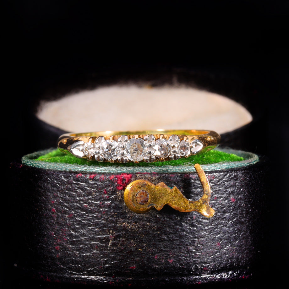 The Antique Victorian 5 Diamond Scroll Ring