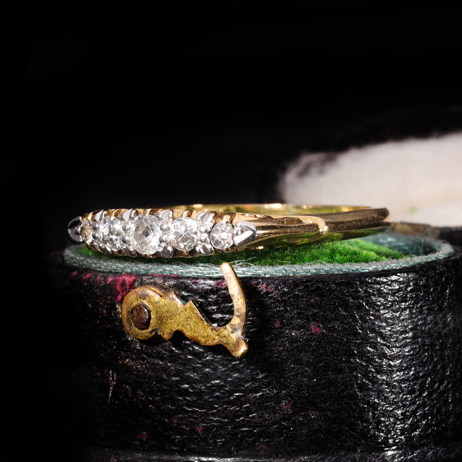 The Antique Victorian 5 Diamond Scroll Ring