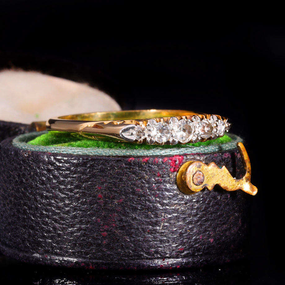 The Antique Victorian 5 Diamond Scroll Ring