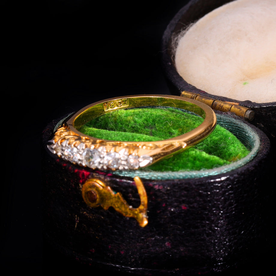 The Antique Victorian 5 Diamond Scroll Ring
