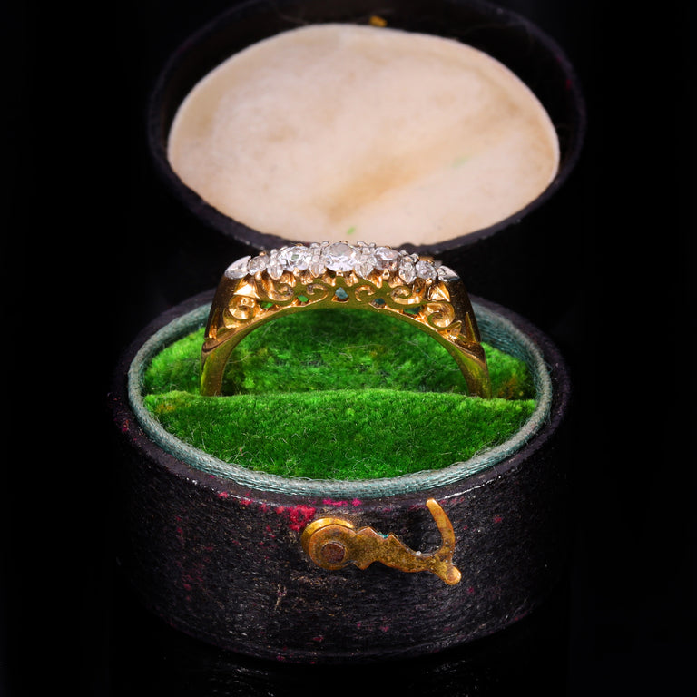 The Antique Victorian 5 Diamond Scroll Ring