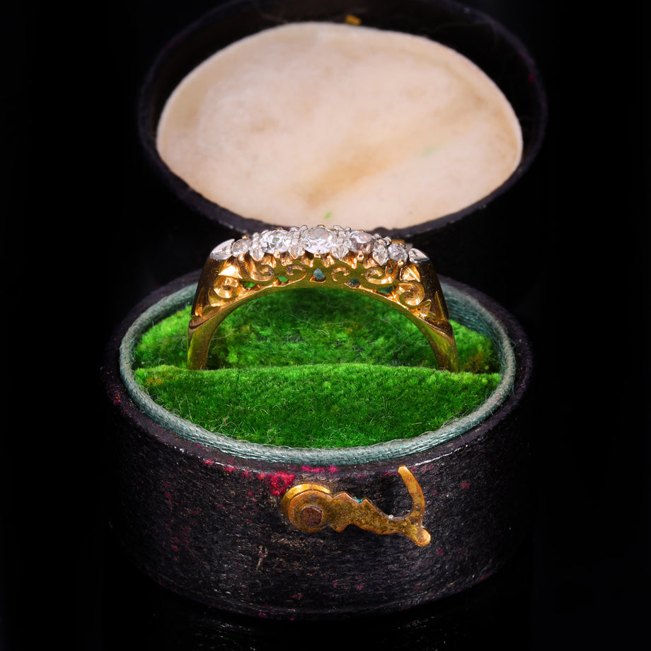 The Antique Victorian 5 Diamond Scroll Ring