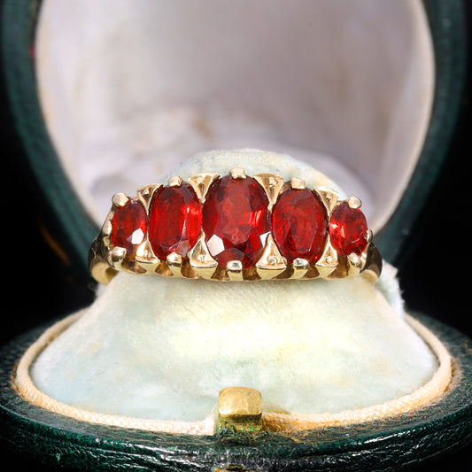 The Vintage 1990 Five Garnet Fire Ring