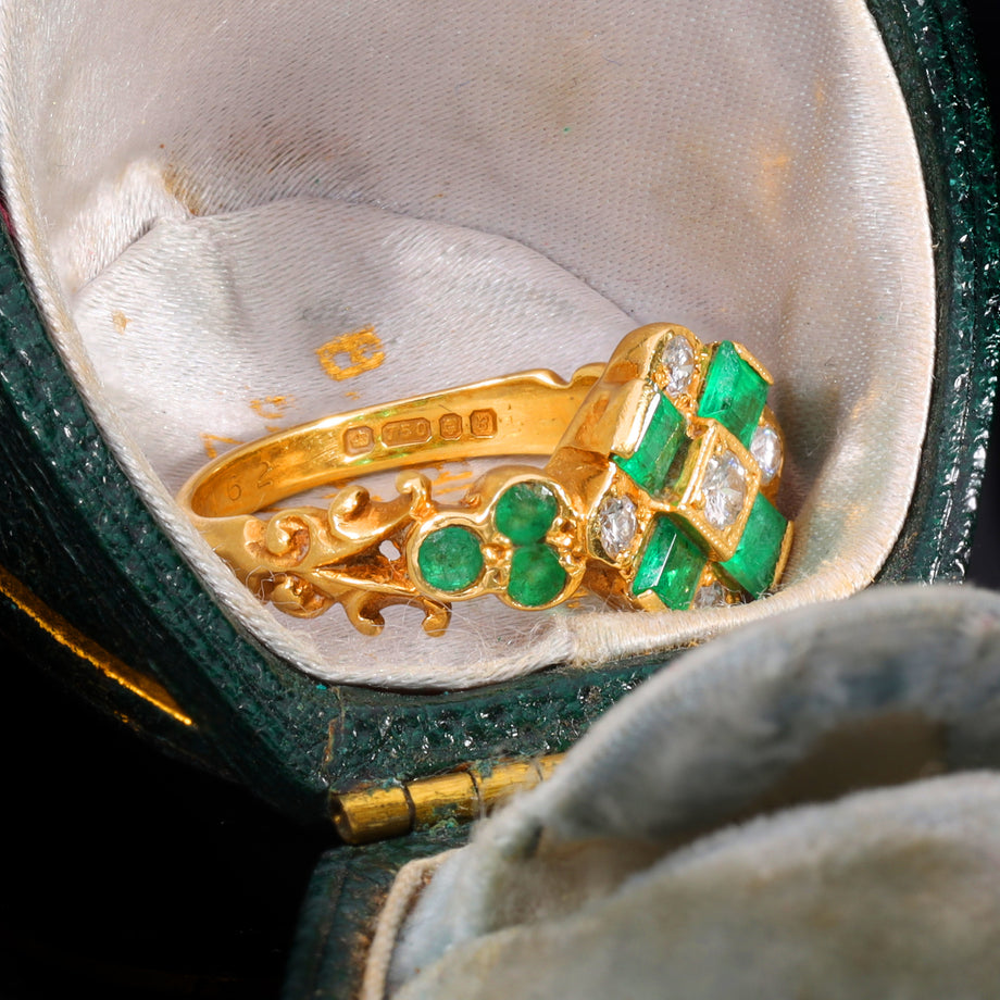 The Vintage 1976 Emerald And Diamond Geometric Ring