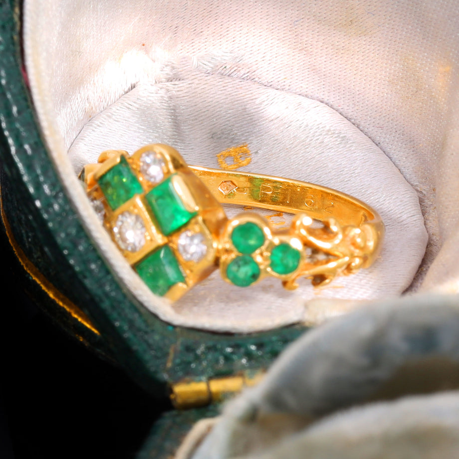 The Vintage 1976 Emerald And Diamond Geometric Ring