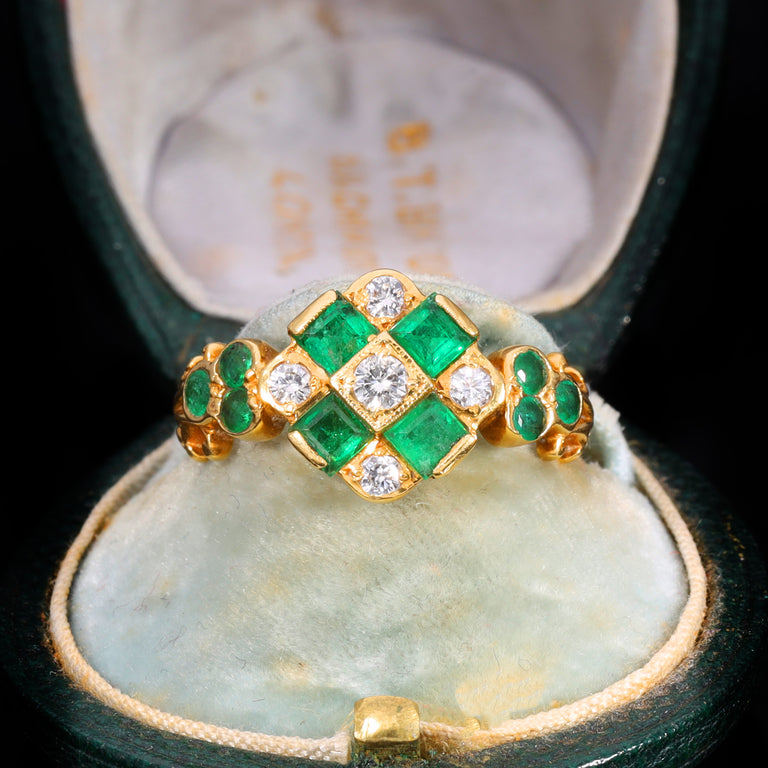 The Vintage 1976 Emerald And Diamond Geometric Ring