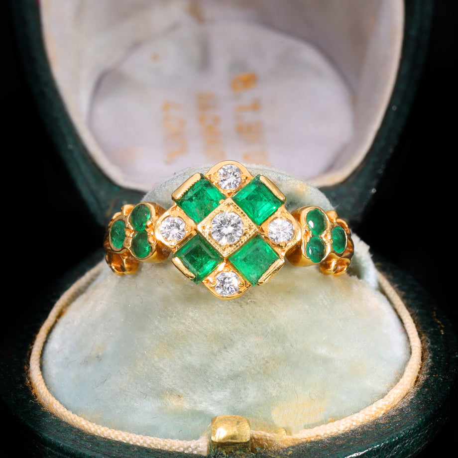 The Vintage 1976 Emerald And Diamond Geometric Ring