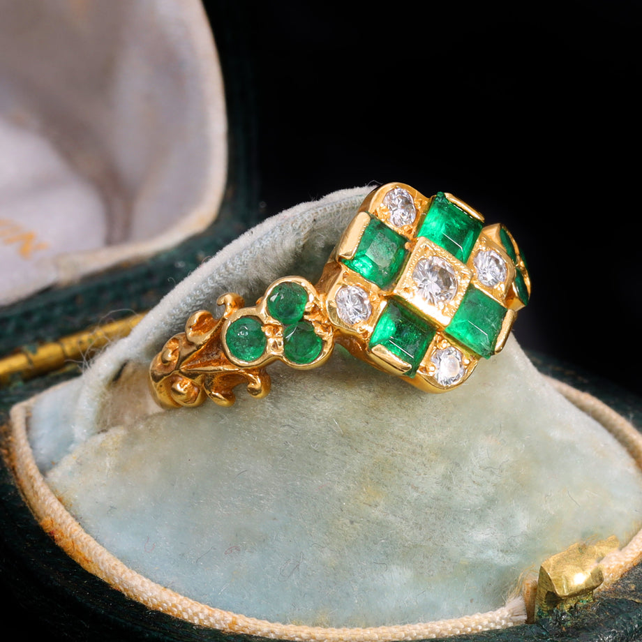 The Vintage 1976 Emerald And Diamond Geometric Ring