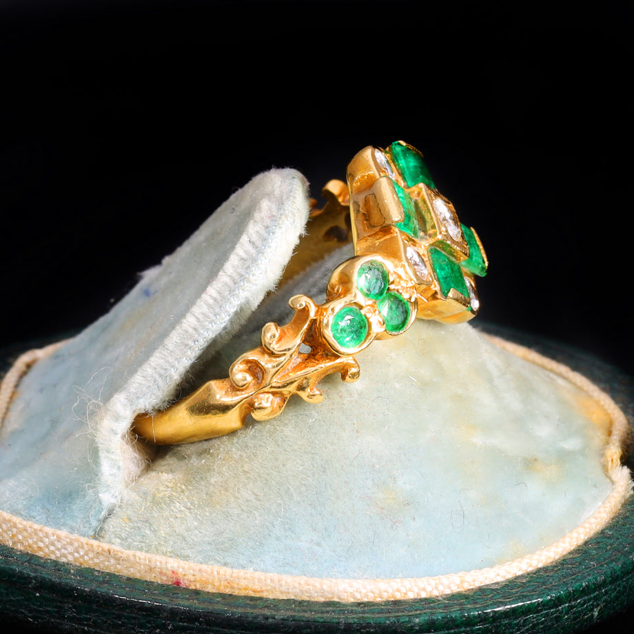 The Vintage 1976 Emerald And Diamond Geometric Ring