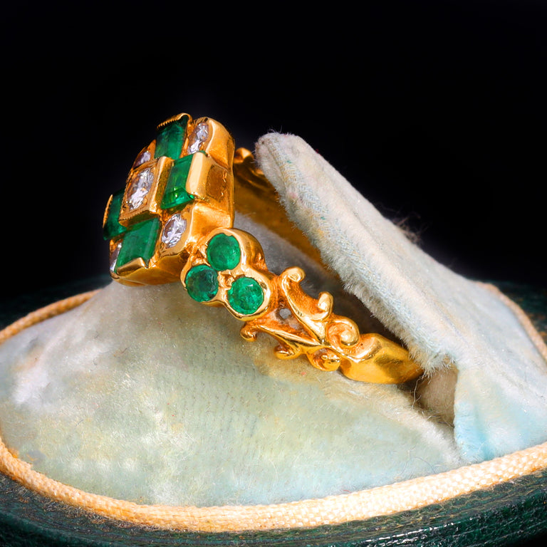 The Vintage 1976 Emerald And Diamond Geometric Ring
