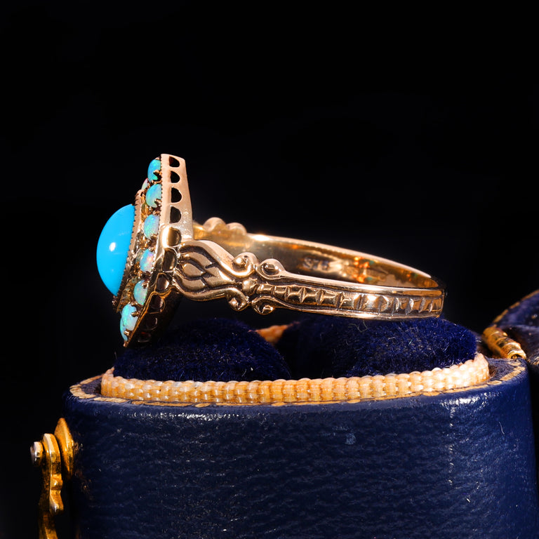 The Vintage 9ct Gold Turquoise And Opal Navette Ring