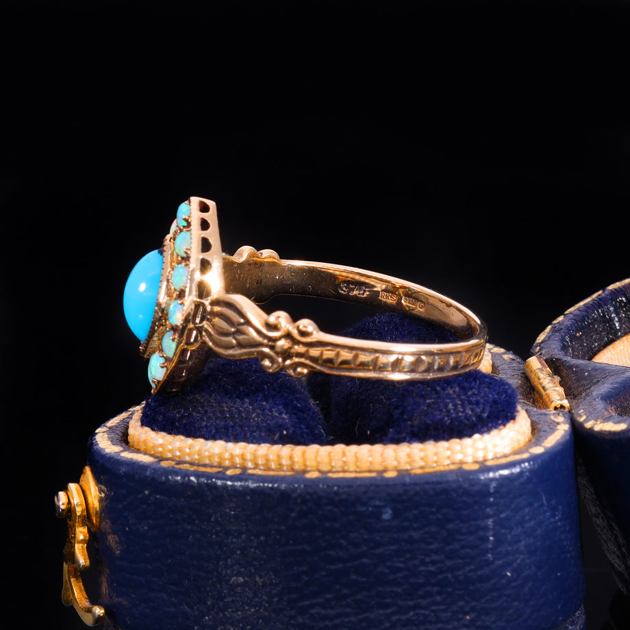 The Vintage 9ct Gold Turquoise And Opal Navette Ring