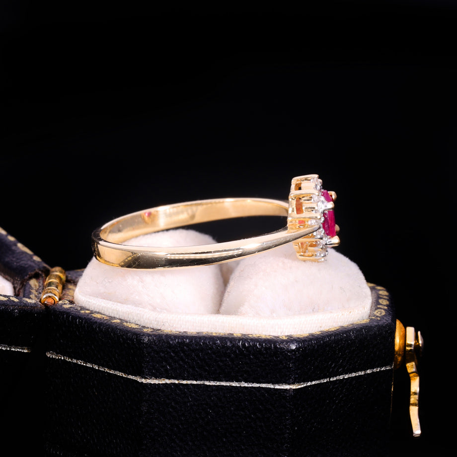 The Vintage Ruby And Diamond Dainty Cluster Ring