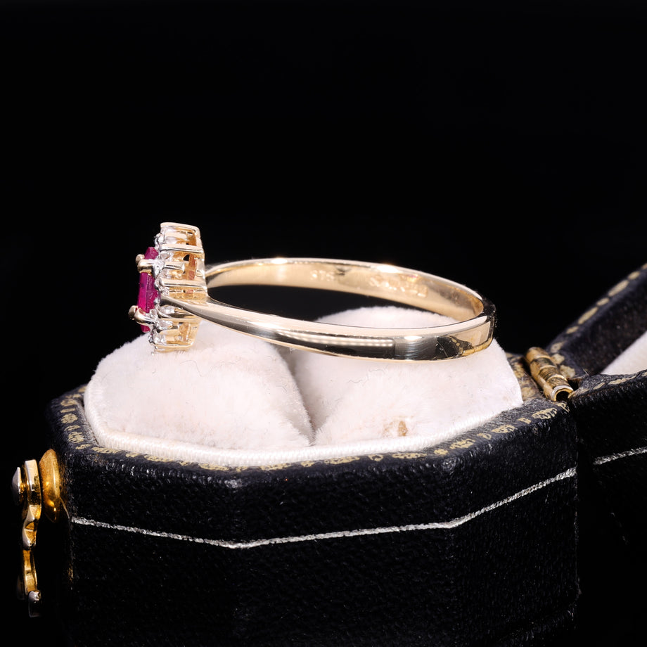 The Vintage Ruby And Diamond Dainty Cluster Ring