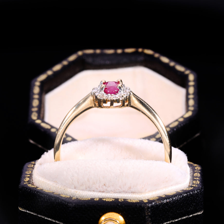 The Vintage Ruby And Diamond Dainty Cluster Ring