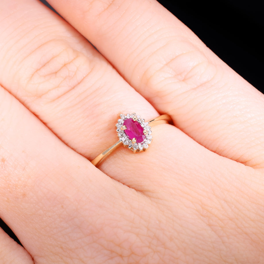 The Vintage Ruby And Diamond Dainty Cluster Ring