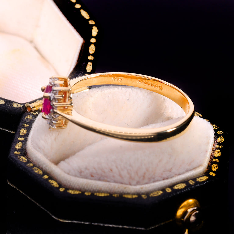 The Vintage Ruby And Diamond Dainty Cluster Ring
