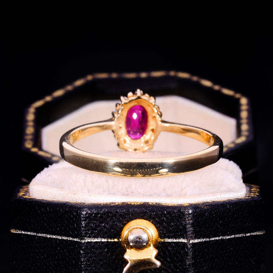 The Vintage Ruby And Diamond Dainty Cluster Ring