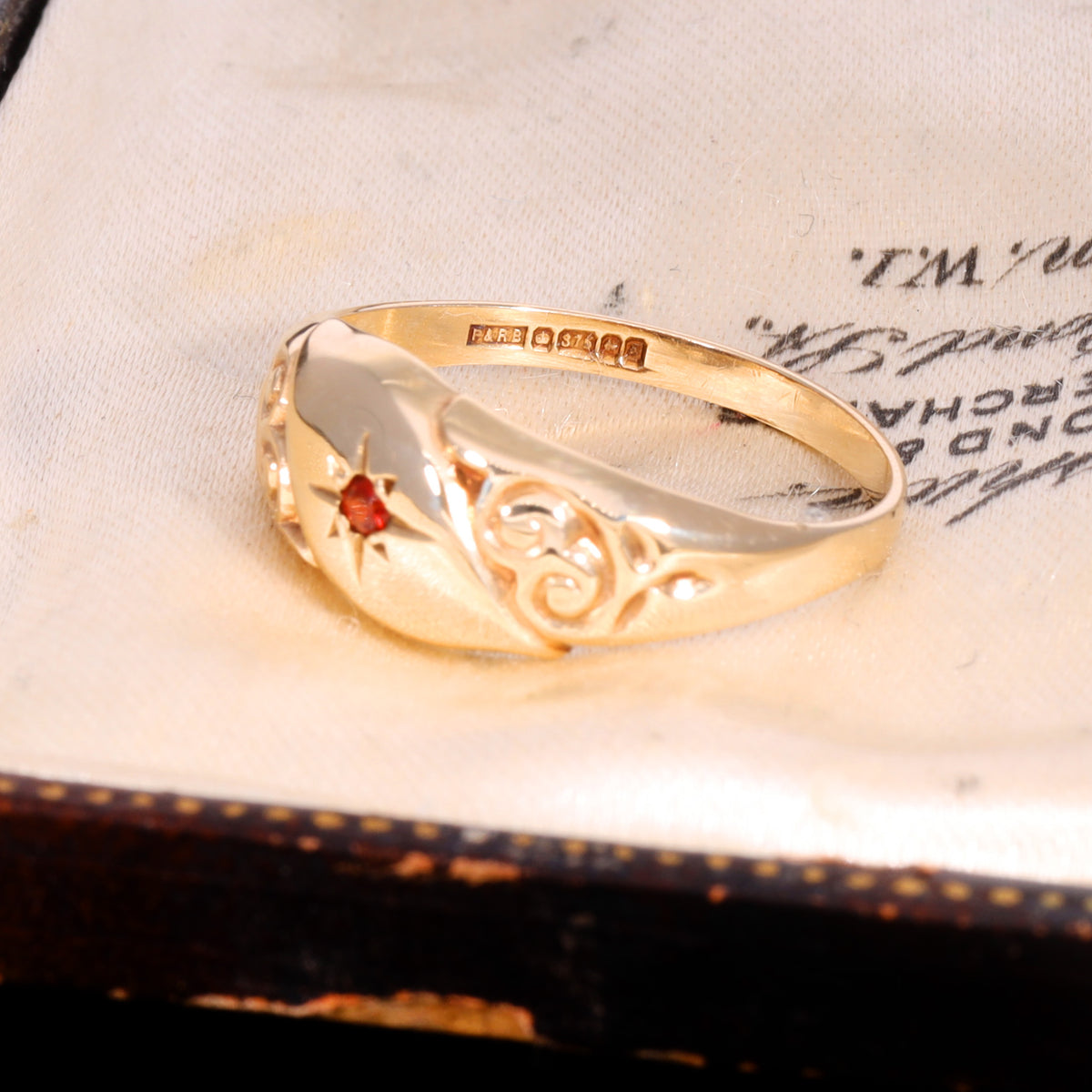 The Vintage 1979 Garnet Scroll Ring