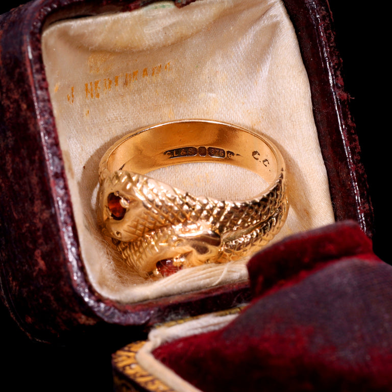 The Vintage Garnet Double Headed Snake Ring