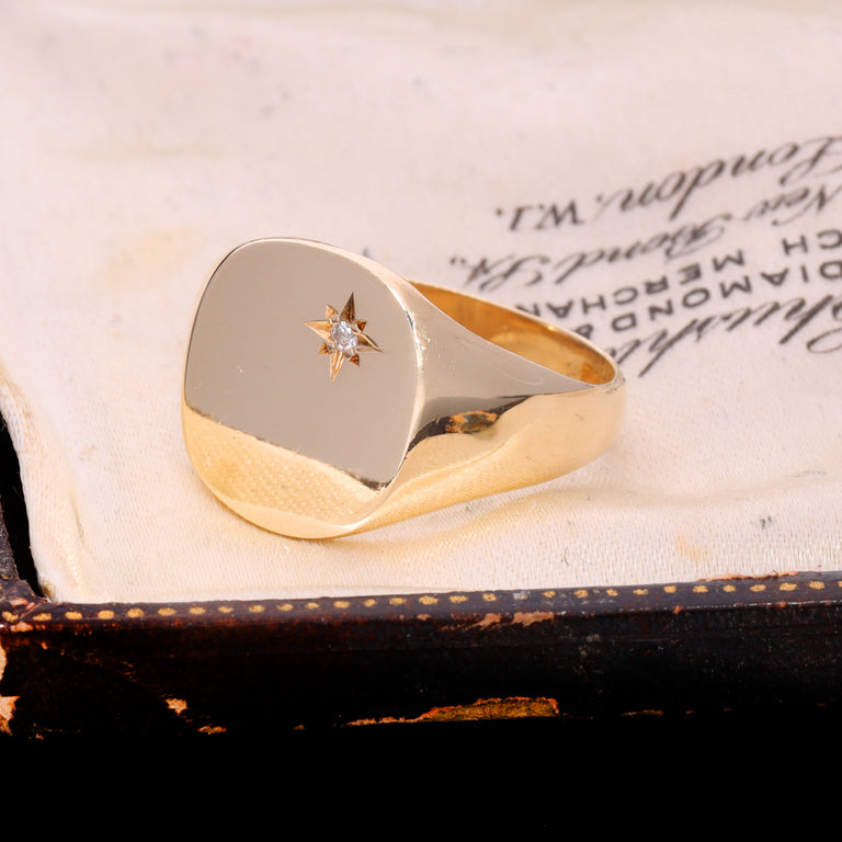 The Vintage 1982 Diamond Star Set Signet Ring