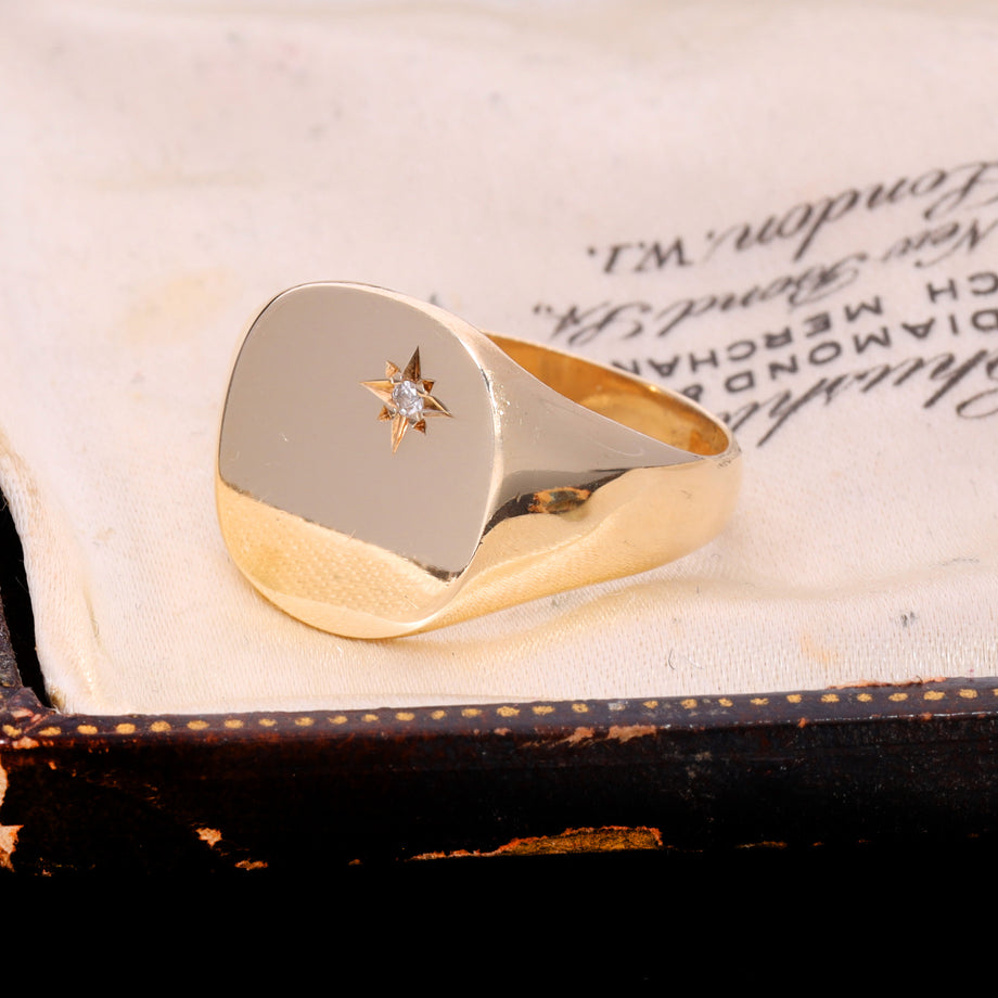 The Vintage 1982 Diamond Star Set Signet Ring