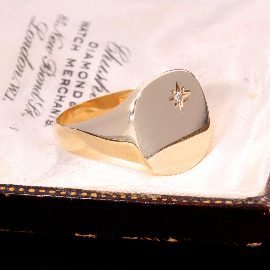 The Vintage 1982 Diamond Star Set Signet Ring